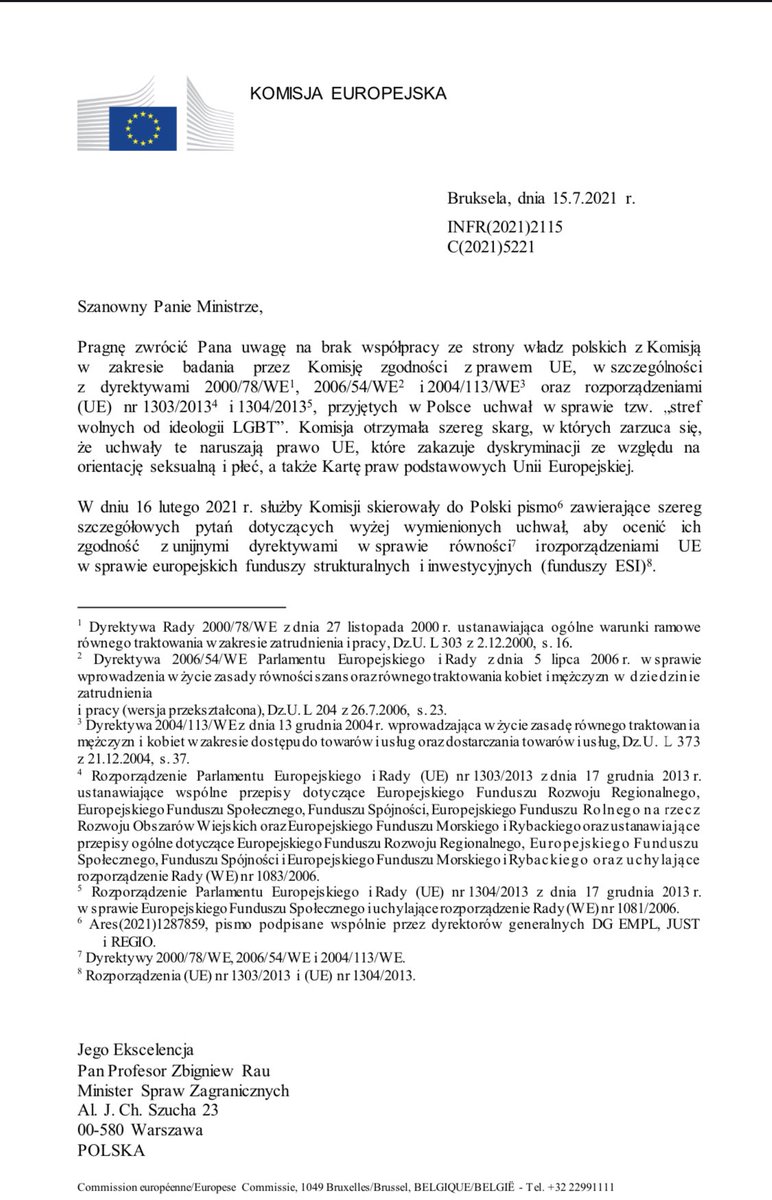 BartStaszewski's tweet photo. MSZ ma już tylko 9 dni na odpowiedz @RegioPoland ws stref wolnych od LGBT. Chodzi o pytania które zadała komisja domagając się wyjaśnień. Ministerstwo odpowiedziało tylko na kilka, tworząc zagrożenie dla funduszy europejskich. Brak odpowiedzi = Trybunał Sprawiedliwości UE. https://t.co/in8hH2Auyn