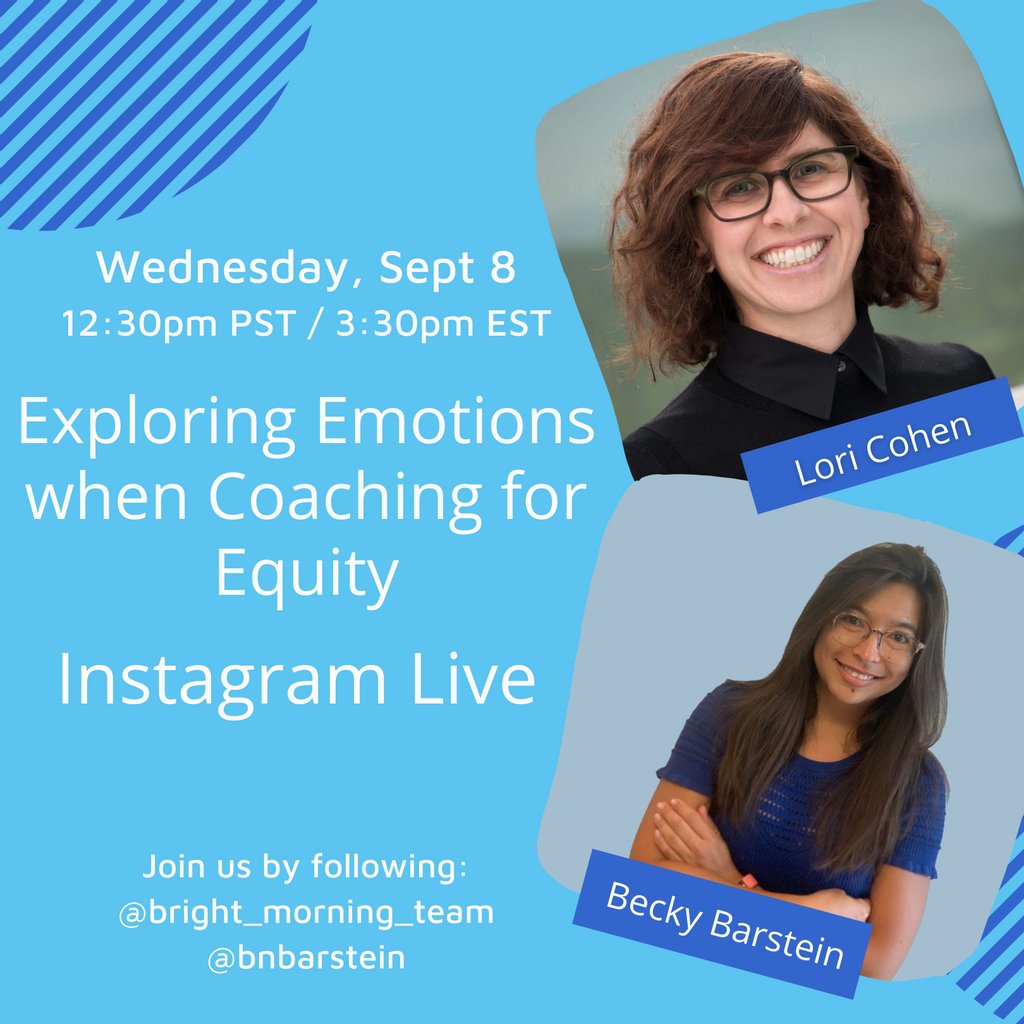 Join Lori and Becky this Wednesday for an Instagram Live about exploring emotions and how they come up when coaching for equity.

Tag a coach who might like to join!