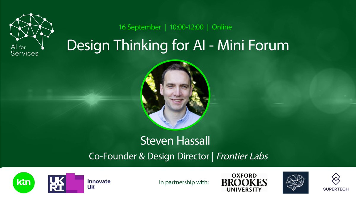 FrontierLabs's tweet image. Join Frontier's @designfunction at the @AIForServices 'Design Thinking for AI-Mini Forum' 16th Sep, discussing the benefits of design thinking/#HCD when developing #AI solutions for the #accountancy & #legal sectors.
ktn-uk.org/events/design-…