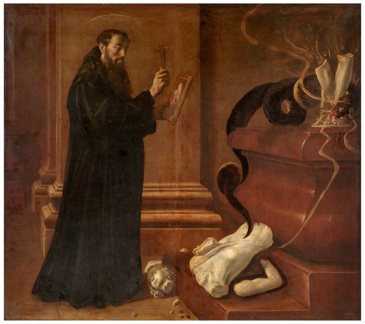 'Saint Benedict Destroying Idols,' Juan Andres Rizi, 1662.

Saint Benedict gets banned for life from the Spirit Halloween store.

#satanism #baroqueart