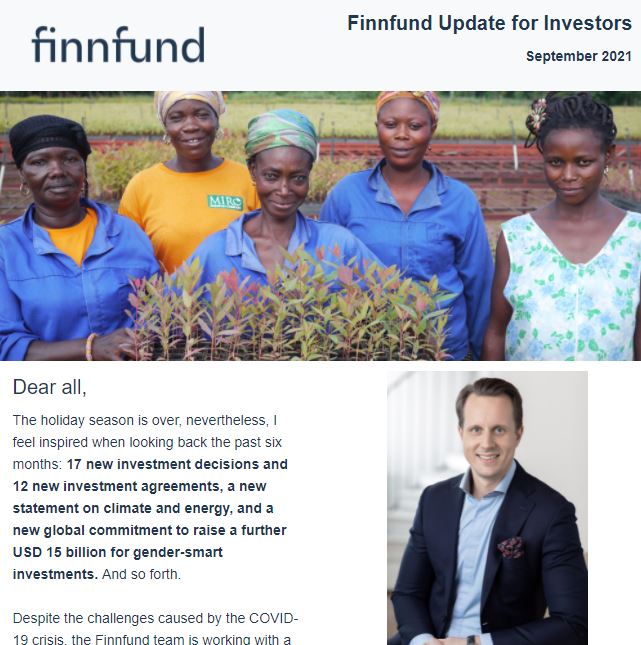 Finnfund's tweet photo. It's out there! Explore @Finnfund's latest figures & highlights - our #FinnfundUpdate for Investors Q2 has been published 👉https://t.co/BqDC3PCKif #impinv #developmentfinance #impactinvesting #DFIs https://t.co/HZMcXaBUqK