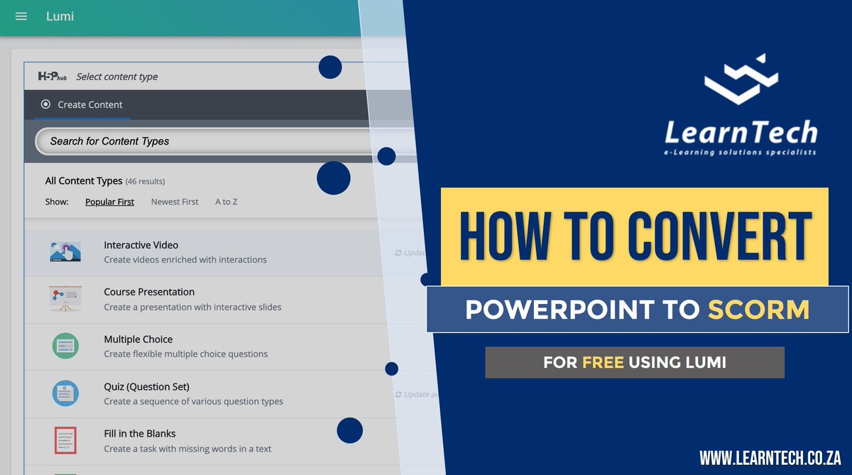 LearnTech_SA's tweet image. In this week’s episode Peter delivers a tutorial on how to convert PowerPoint to SCORM using a free E-Learning authoring tool  - Lumi.

Check it out here: youtube.com/watch?v=eS8pXd…