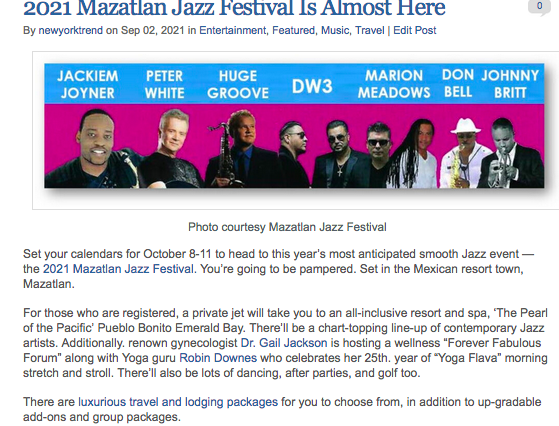 NewYorkTrendNYC's tweet photo. 2021 @MazatlanJazz  Festival Is Almost Here
https://t.co/P89uvY8T9G https://t.co/QoCBLmVRMF