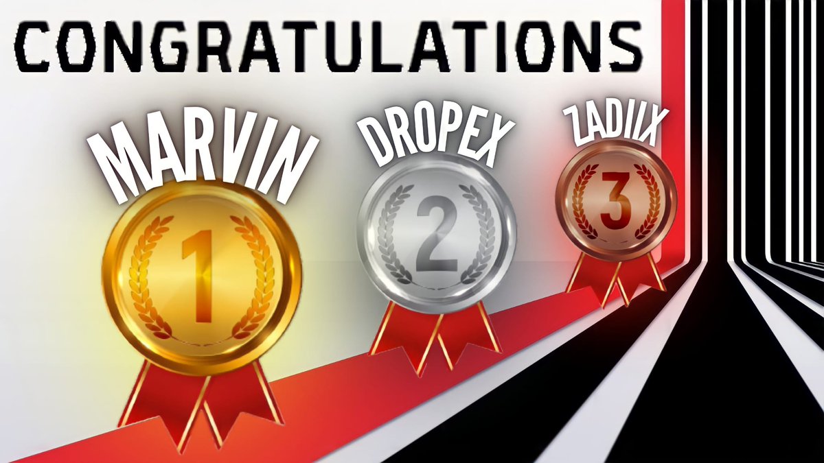 Enhorabuena a @marvinvg07, <a href="/Dropex17/">🌪️Drøpex17🌪️</a> y <a href="/ZaDiiXBS/">ZaDiiX</a> por ser los ganadores del torneo de @SuggarD00794170.

15€ en premios repartidos entre los 3 ganadores, de 46 participantes y más de 23 encuentros.

Gracias a todos por el apoyo y gracias sobre todo a <a href="/i_stormii/">iStormii | GFX</a> por la imagen.