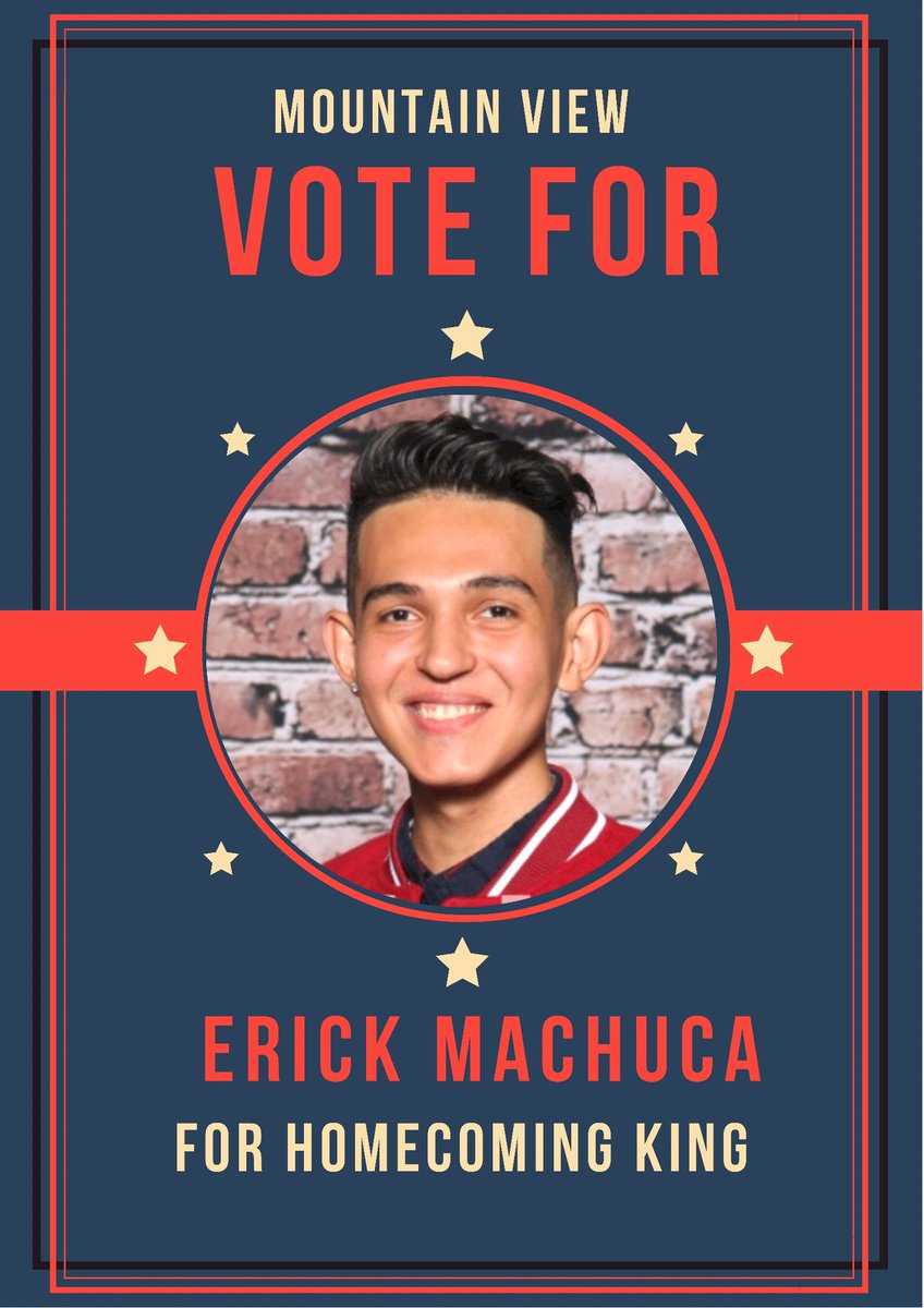 We want to give a special shout out to Erick Machuca our school news director and editor for making top 10 for homecoming king. Please give your vote to him on Thursday!