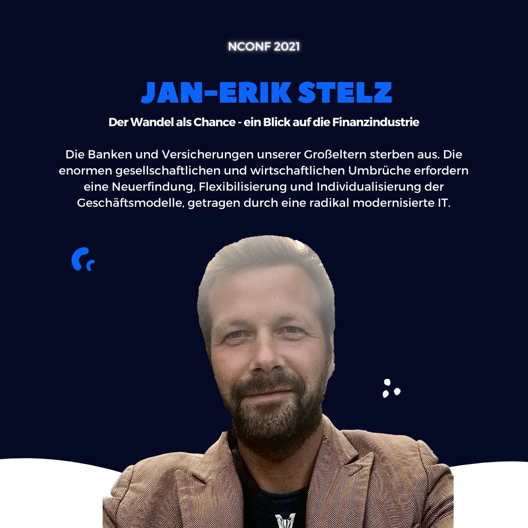 NconfeV's tweet photo. Wir stellen dir diese Woche unsere Talks für die NConf 21 vor:⠀
Jan-Erik Stelz - Der Wandel als Chance - ein Blick auf die Finanzindustrie

Jetzt kostenlos anmelden: https://t.co/6ZhcoZR6Nh⠀

#fintech #sap #cloud #ai #mobile #newtech #nconf #digitalesmv https://t.co/B4AoBdHdKc
