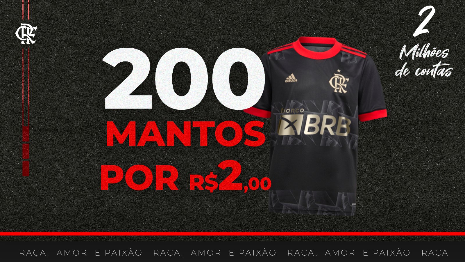 Em ação relâmpago, patrocinadora vende camisas oficiais do Flamengo por apenas dois reais