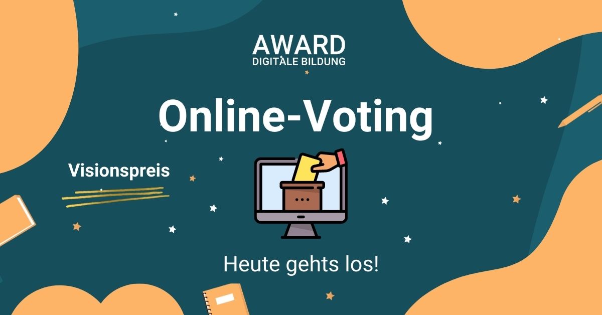 Vote Vote Vote! 🏆✅🏆
Ab heute ist das Online-Voting für den Award Digitale Bildung online! 🚀 Bis zum 30.9. könnt ihr in 3 Schularten jeweils für das Konzept stimmen, das eurer Meinung nach die begehrte Auszeichnung verdient hat! Stimmt jetzt ab !!!

award-digitale-bildung.de