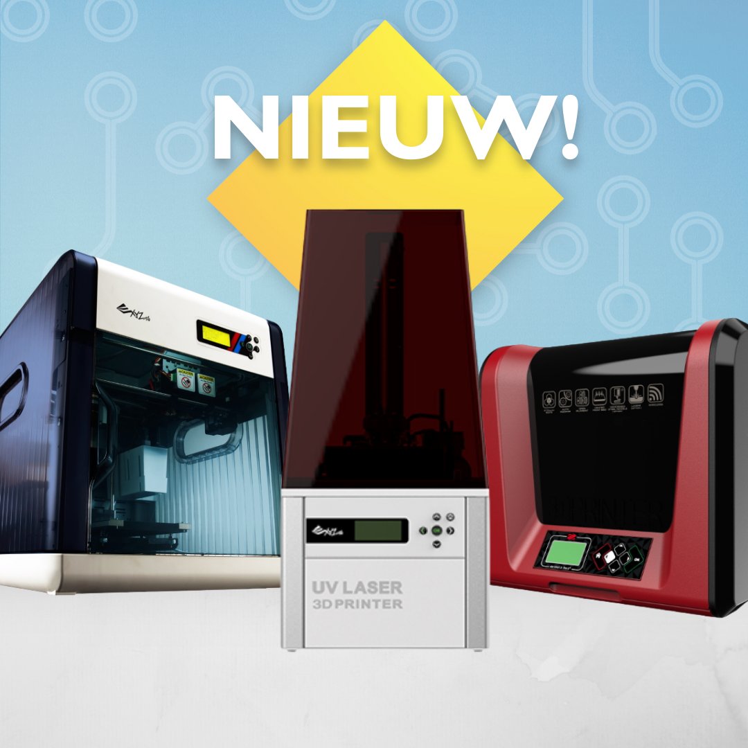 NIEUW in ons assortiment: 3D-printers van XYZprinting! 🤩 Pas eenvoudig open-source-prints aan, voeg talloze kleuren toe met cartridges of creëer gedetailleerde SLA-prints vanaf je computer. Jij produceert de mooiste objecten met deze printers.  ➡️ bit.ly/3gRVFwX