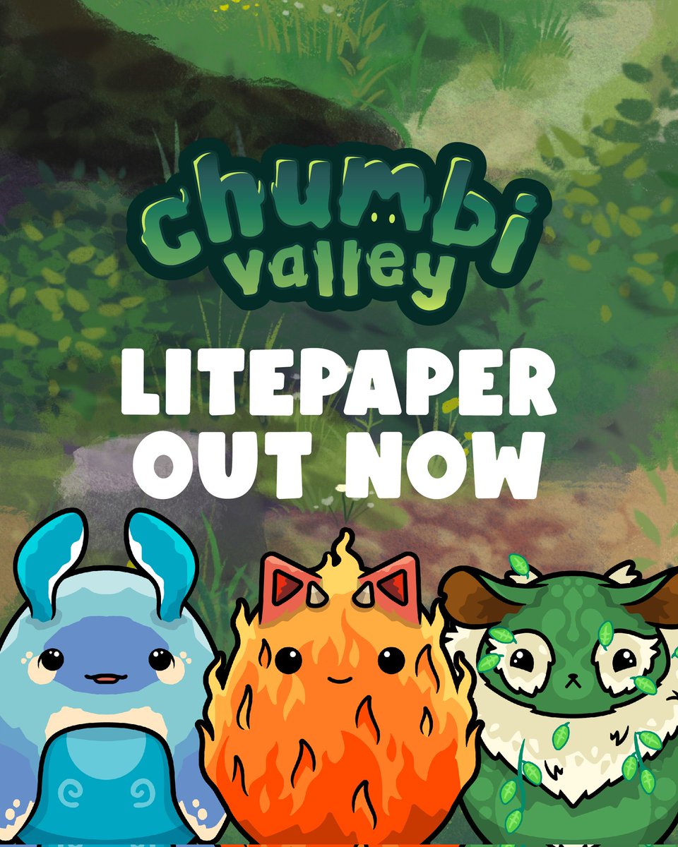 chu_mb1's tweet photo. 🔥 Litepaper is live on our website!! https://t.co/8Et1FjY6LA

❓ Which part of our litepaper are you most excited about!?

🔥 we are building the next big #play2earn #NFT game! Learn why everyone is so excited about Chumbi Valley!

#PlayToEarn #NFTgames #blockchaingames https://t.co/YsdvWObXN0
