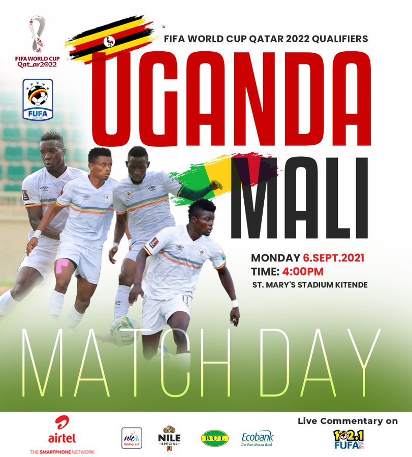 mugalujeremih's tweet photo. MATCH DAY
@UgandaCranes 🇺 vs @Mali 🇲🇱
Venue : St. Mary's stadium
Time : 4pm
@michocoach is back home and he's without Halid Lwaliwa hoping to silence Mali
Will he succeed in this attempt?
Match to be live on both @bbstvug & @ubctvuganda
#UGAMAL
#FIFAWorldCupQualifiers https://t.co/9amtGvYw2v