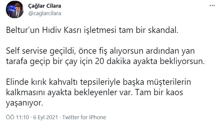 Muhalif gazeteciden İBB’ye isyan: Tıkır tıkır işleyen sistemi bozmayı nasıl becerdiniz?

▪️Çağlar Cilara, CHP yönetimindeki Hıdiv Kasrı’nda kaos yaşandığını söyledi.