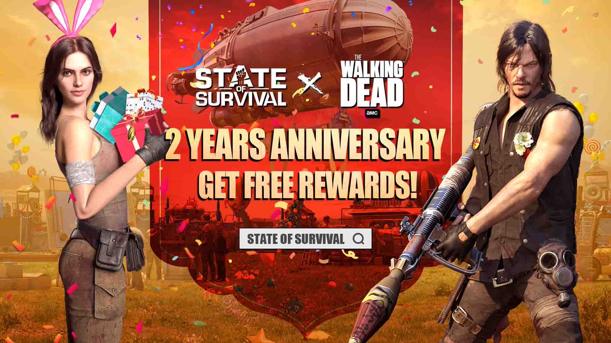 🎂 State of Survival 2nd anniversary celebration has officially started inside the game! 

🎉The party has begun! Click “Day of Hope-The ComeBack” in-game to check tons of rewards now! 

Your #StateofSurvival Team
#DayofHope 
#TheComeBack
#2manybonus