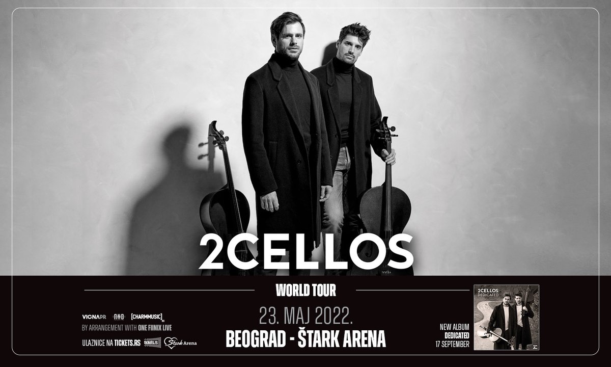 🎻Beogradski koncert sastava @2CELLOS održaće se 23. maja 2022. godine u Štark Areni. 🎫Ulaznice za koncert biće u prodaji preko mreže @ticketvision od petka, 10. septembra od 10 sati.