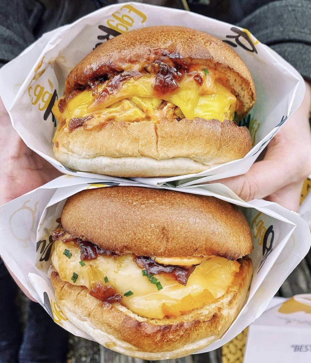 EggrunUk's tweet photo. Our breakfast sandwiches - #eggruns - are the perfect way to start your day! And you can make it vegan! 🤤🥬🍳 https://t.co/U5WYT8VtMD