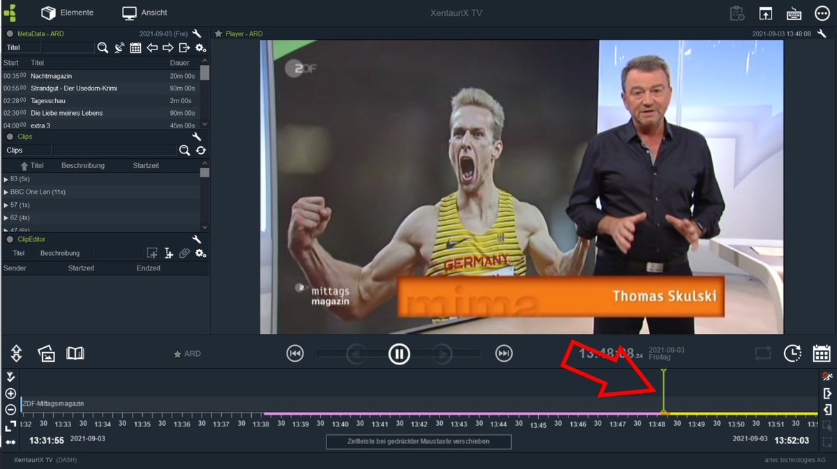Instant Replay Funktion bei XENTAURIX

Mit Einführung der Framstore Aufzeichnung bei den XENTAURIX Media &amp; Broadcast Loggern und der XENTAURIX Cloud im Jahr 2020, können alle Clients mit dem HTML5 basierten XENTAURIX Dashboard die Instant Replay... Mehr: bit.ly/3n63rY8