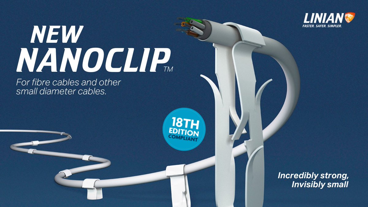voltimumuk's tweet photo. Would you like to try a faster, safer…and smaller solution for installing fibre cables? LINIAN has launched the NEW NanoClip™.
Register now, to win one of 50 FREE packs:https://t.co/EUumyuEqQ2
@LINIANFireClip #FasterSaferSimpler #FibreCable #FibreInstaller #FibreInstallation https://t.co/Y6LVOUPUiK