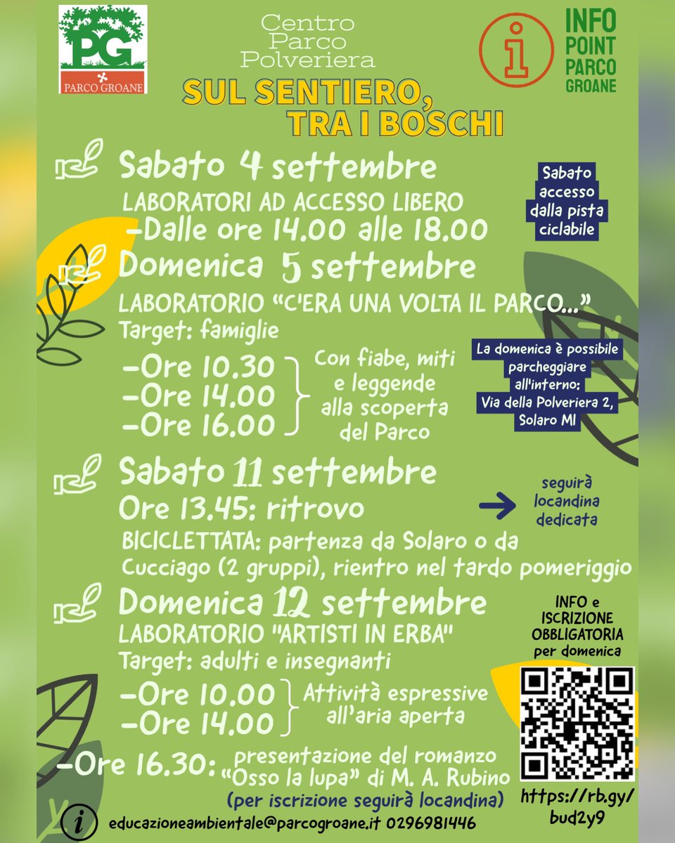 ATTIVITÀ DEI PROSSIMI WEEKEND ALL’INFO POINT parcogroane.it/attivita-dei-p… 
#parcodellegroane  #parcogroane #areaparchi  #regionelombardia