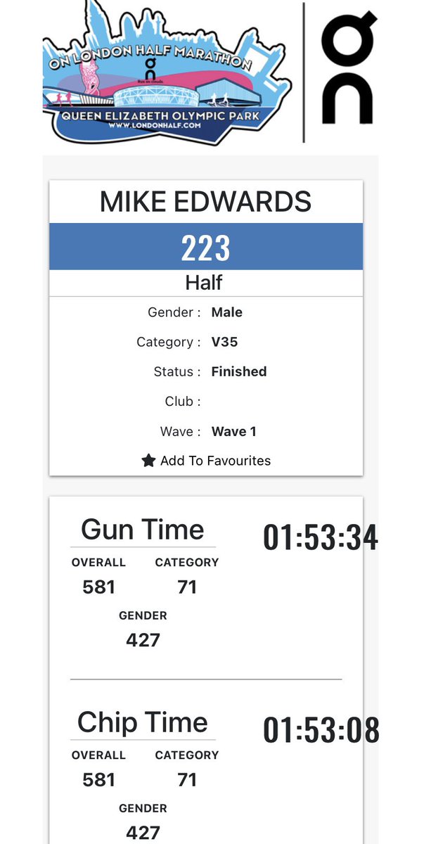 Mike Edwards (@rundaddyrun16) on Twitter photo Jack’s 3️⃣rd half marathon 🏃♂️
Race number 7️⃣ of the season yesterday and Jack & I took on the On London Half Marathon courtesy of <a href="/RunThroughUK/">RunThrough</a>
Jack came first in his age category although being the only one may have helped.
We came in at 1️⃣:5️⃣3️⃣:0️⃣8️⃣. Work to be done.
🏃♂️🏅📸💙 Jack’s 3️⃣rd half marathon 🏃♂️
Race number 7️⃣ of the season yesterday and Jack & I took on the On London Half Marathon courtesy of <a href="/RunThroughUK/">RunThrough</a>
Jack came first in his age category although being the only one may have helped.
We came in at 1️⃣:5️⃣3️⃣:0️⃣8️⃣. Work to be done.
🏃♂️🏅📸💙