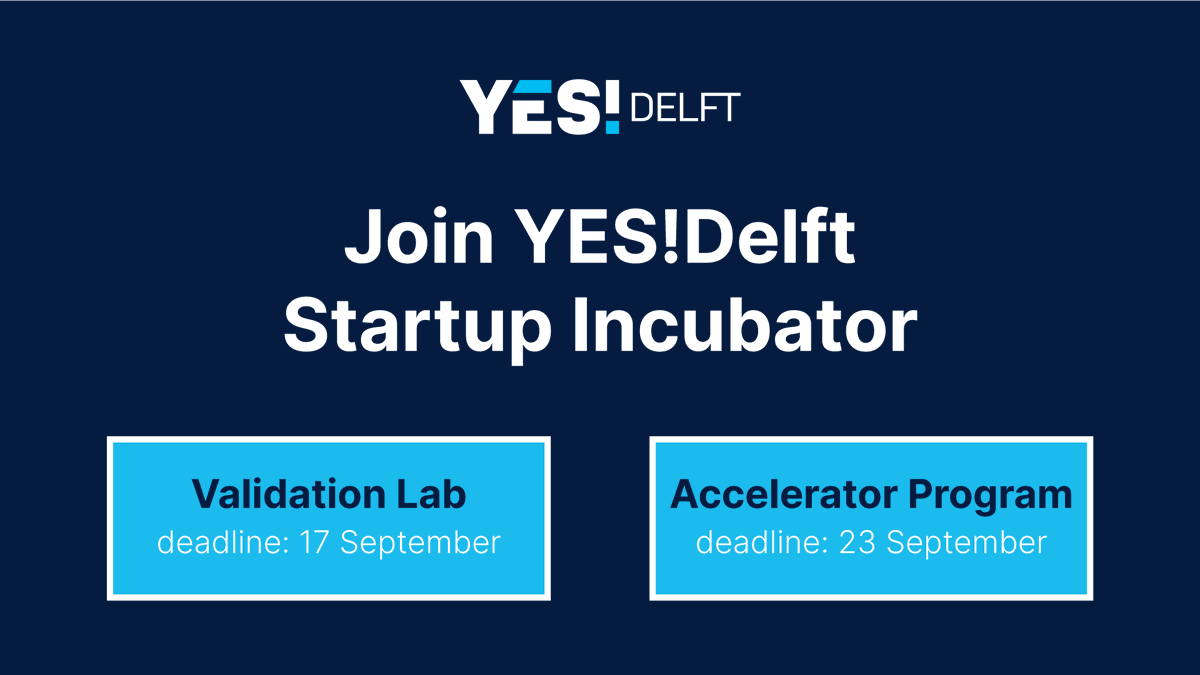 YESDelft's tweet photo. Our validation lab has been designed to help #tech #startups validate their market and value proposition. Deadline for registration is September 17th: https://t.co/0rVOGceyYa #tech #innovation #validationlab https://t.co/sQbyJ9xVV2