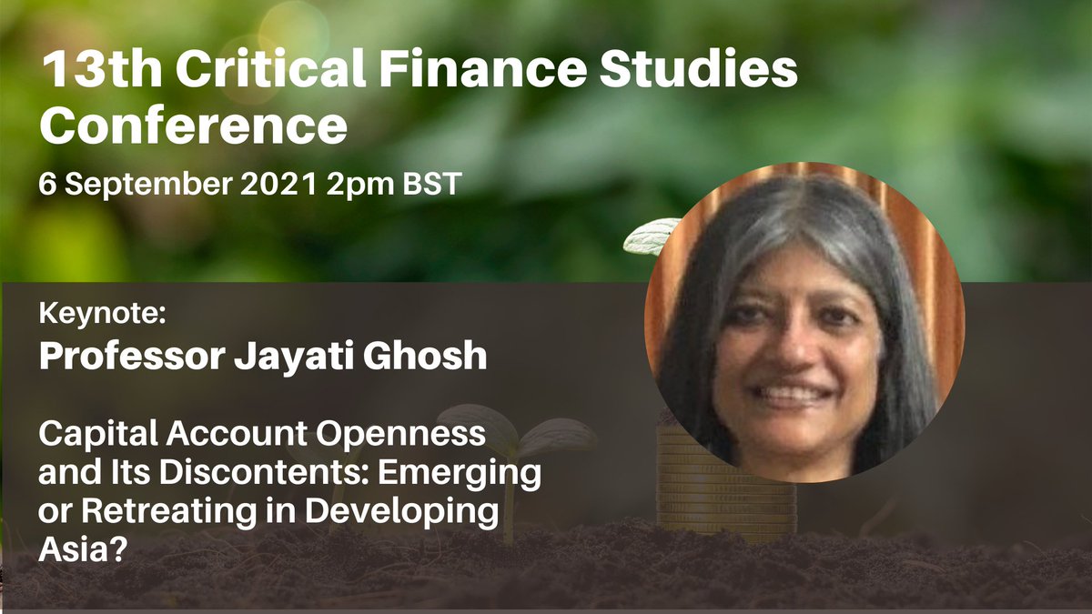 StudiesFinance's tweet photo. Do not miss out on today's keynote by Professor @Jayati1609: 'Capital Account Openness and Its Discontents: Emerging or Retreating in Developing Asia?' at 2pm BST! 🔥💸🌎
Join us: https://t.co/9aTg6Yqt6u https://t.co/NIgOPdq0lF