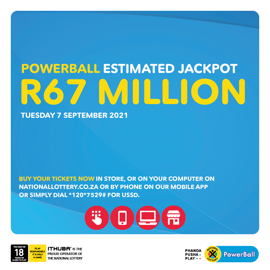 With just 6 lucky numbers, you could secure the bag this Tuesday! PLAY #PowerBall for an estimated R67 MILLION jackpot NOW in store, on https://t.co/h3IPGIpBRc, by phone on our Mobile App, cell phone banking or simply dial *120*7529# https://t.co/PMHZ6nl9Kd