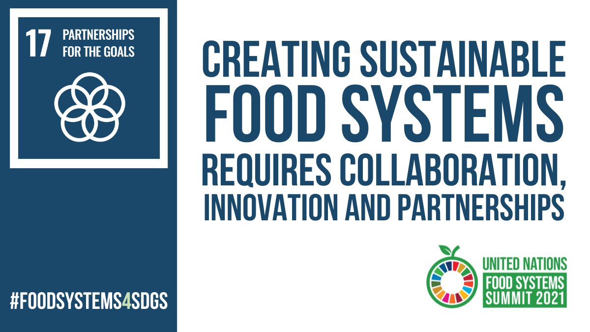 Creating sustainable #FoodSystems requires cooperation, innovation and multi-level partnerships, helping to advance #SDG17!

Join the #FoodSystems4SDGs Countdown: bit.ly/FoodSystems4SD… 

#FoodSystems #FoodSystemsSummit