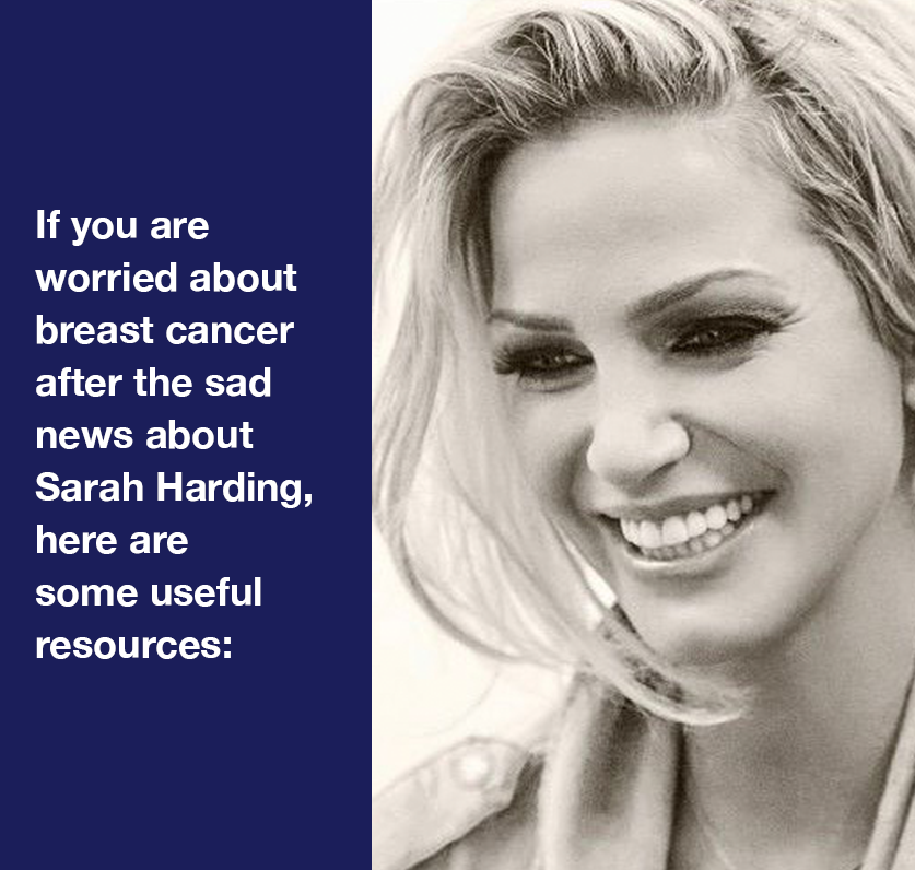 We know many of you will be feeling understandably upset following the heartbreaking news about Sarah Harding. Some of you may also be concerned about your own breast health, or what the risk is for you (1/5)