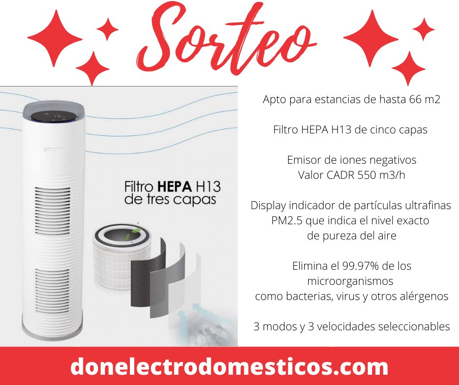 DonElectrodomes's tweet photo. ¡Atentos! 💥 Sorteamos un magnífico Purificador de aire con filtro HEPA y tecnología PureTech 💥
Para participar: simplemente comparte esta publicación con tus amigos y síguenos.
El 24 de septiembre diremos al ganador/a ¡Suerte!
#sorteo #sevilla #sevillahoy #easelectric https://t.co/VU268DZKkP
