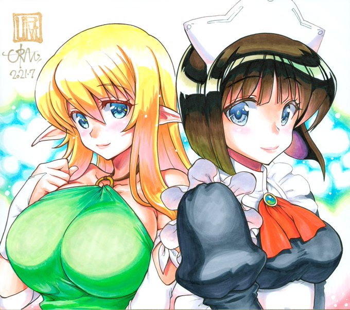 今日の色紙349日目
ゼロの使い魔 ティファニアとシエスタ。
久々にアニメ見返したけどおっきいですねえ。

#描いた色紙なるべく毎日アップする
#コピック #アナログ絵  #ゼロの使い魔 #ティファニア #シエスタ 