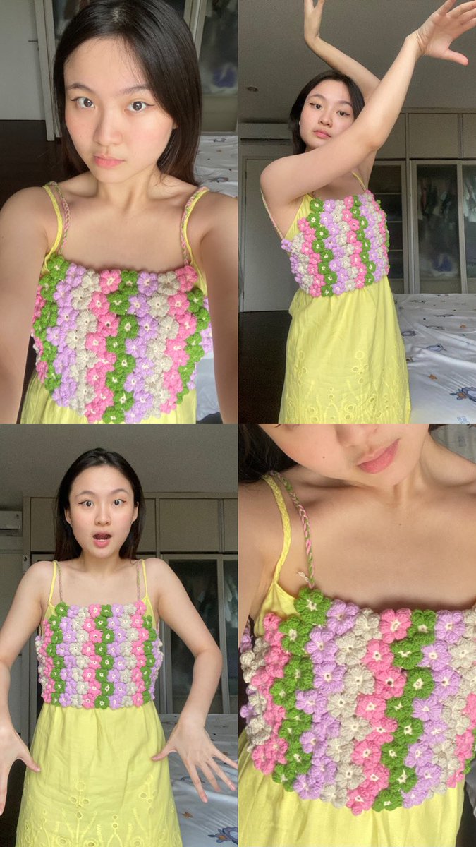 chromatogrebi's tweet image. This top is made out of 100 flowers 🤓🌸🧶