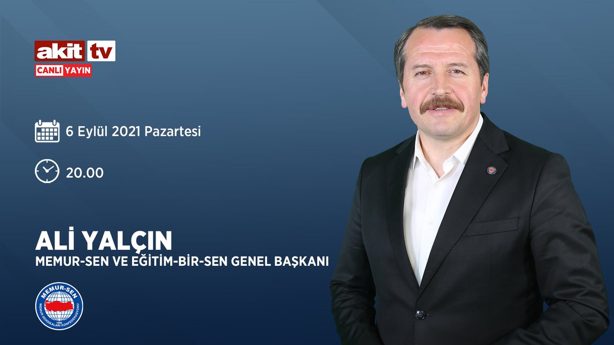 Memur-Sen Genel Başkanı <a href="/_aliyalcin_/">Ali YALÇIN</a>, Akit Tv Ankara Temsilcisi Sami Dadağlıoğlu'nun canlı yayın konuğu olacaktır.

🗓️ 6 Eylül 2021 (Bugün)
🕗 20.00
📺 <a href="/akittv/">AKİT TV</a>
