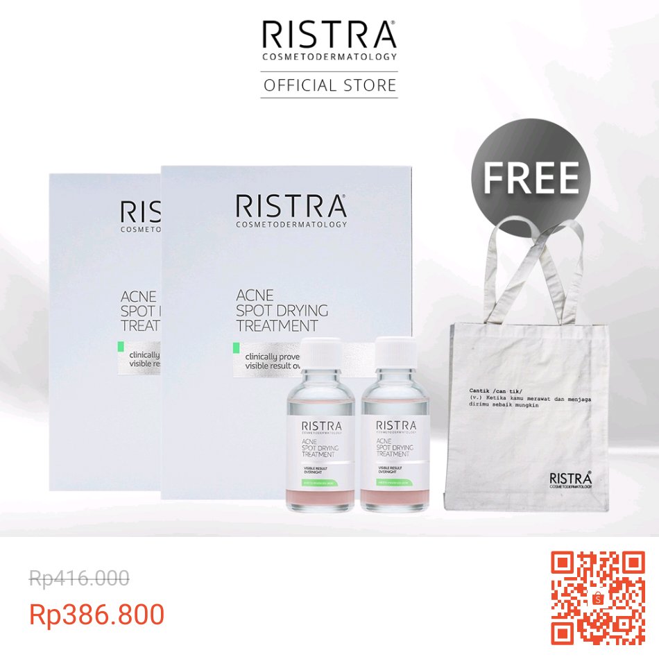 AdzillaShop's tweet image. Temukan Ristra Acne Spot Drying Treatment Twin Pack Free Totebag Ristra dengan potongan 7%! Hanya Rp386.800. Dapatkan segera di Shopee! shp.ee/ne2v6h7 #ShopeeID