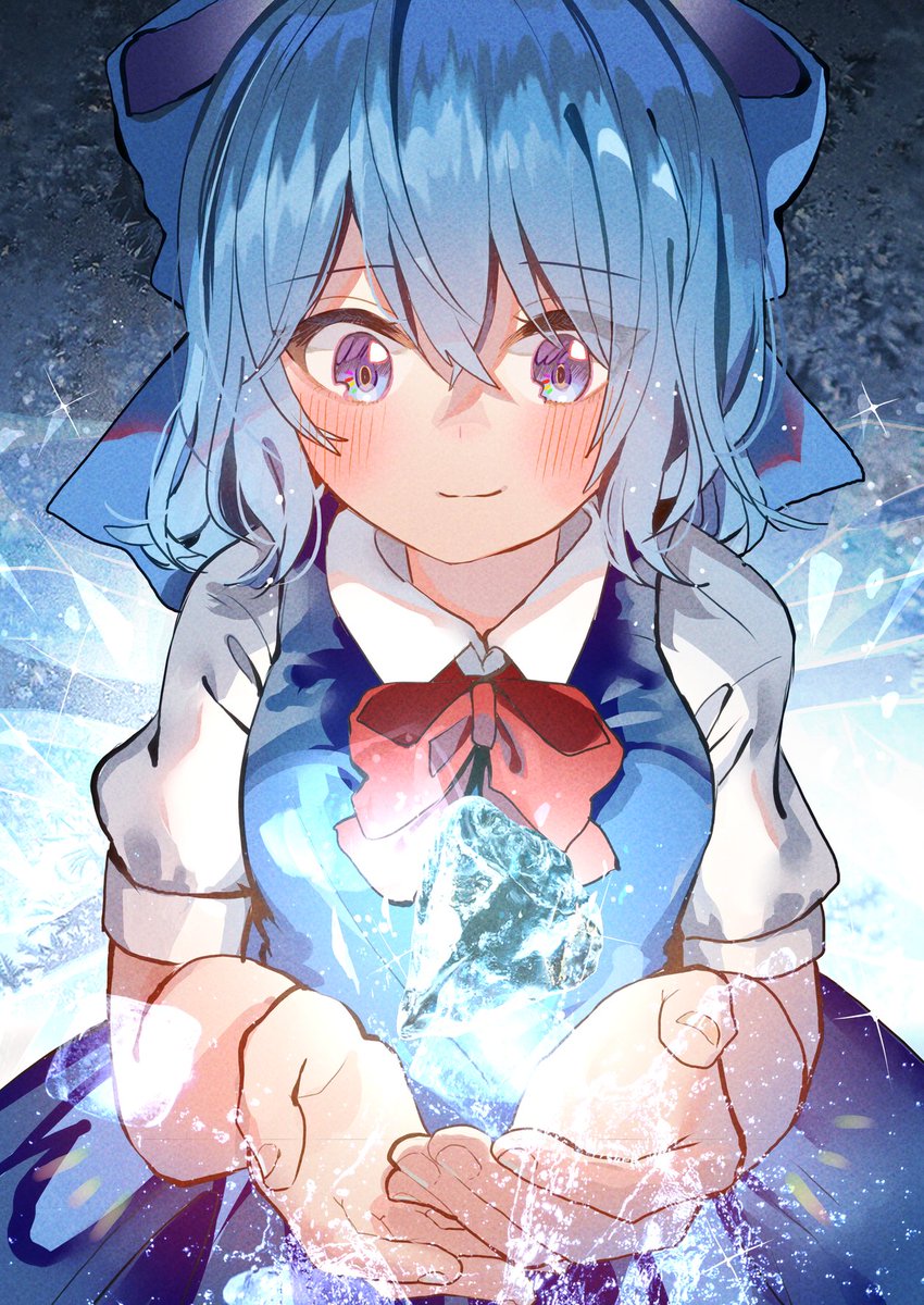 cirno 1girl blue hair solo ice wings bow blue dress  illustration images