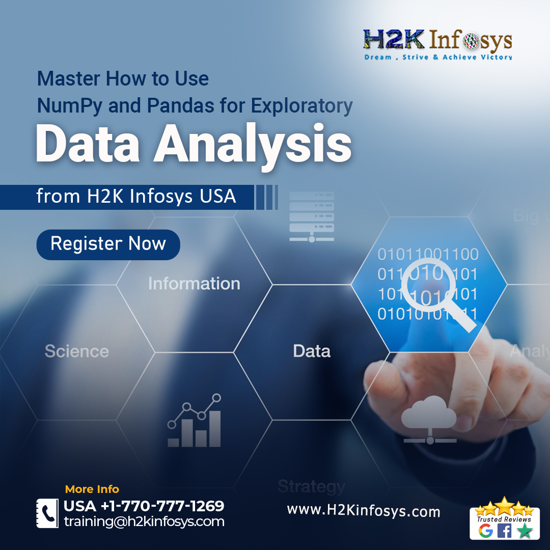 h2kinfosys's tweet image. As a Data Scientist, NumPy and Pandas are foundational tools for distilling insight from raw data. In this course, you will learn how to use these tools for Exploratory Data Analysis. 
Visit: bit.ly/35Vr63z
#datasciencetraining #datascienceusingpython
