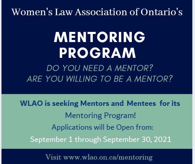 Calling all WLAO members! The fall application window to be a mentor or mentee is open! wlao.on.ca/mentoring/
