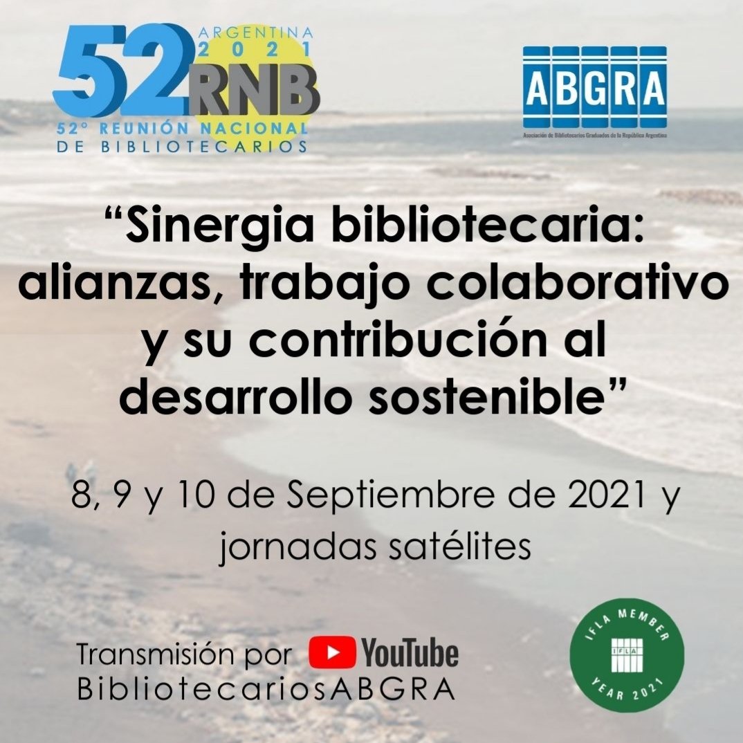 A dos días del inicio de la 52 RNB, les dejamos el link de inscripción! Falta muy poco, pronto nos reencontramos. Link de inscripción  forms.gle/YeRBhYZEnLpkHc… 
<a href="/AbgraMza/">Delegación ABGRA Mendoza</a> <a href="/abgraciliano/">Amanda Graciliano</a> 
#52rnb #abgra #bibliotecas #bibliotecas