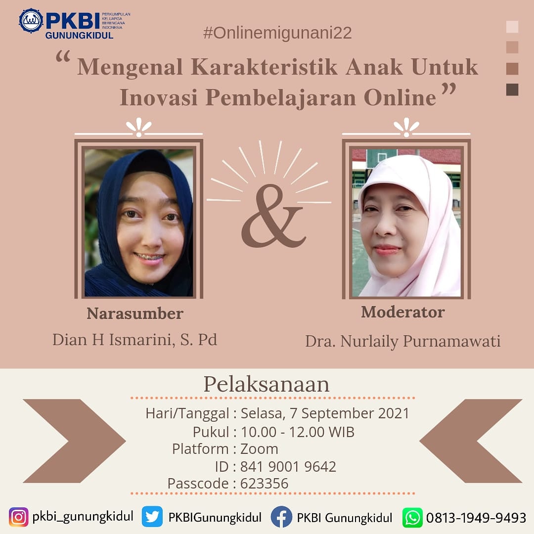 "Belajar online?
"Belajar tatap muka aja susah nyantol nya, gimana belajar online?
Agar anak-anak bisa sukses belajar online nya, yuk kita Kulik rahasianya dalam diskusi dengan tema :
*Mengenal karakteristik anak untuk inovasi pembelajaran online*
#kespropedia #infoPKBI #COVID19
