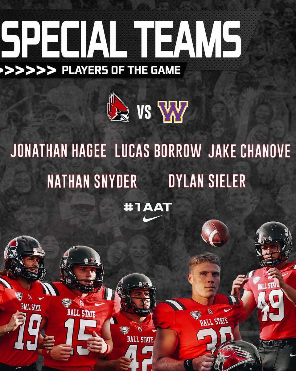 BallStateFB's tweet image. Congratulations to the Players of the Game vs Western Illinois! 

Offense: The Offensive Line
Defense: Tavion Woodard
Special Teams: The Specialist
Scout Team: Brandon Berger, Kiael Kelly, Kyle Lozen

#1AAT | #TrueCardinal