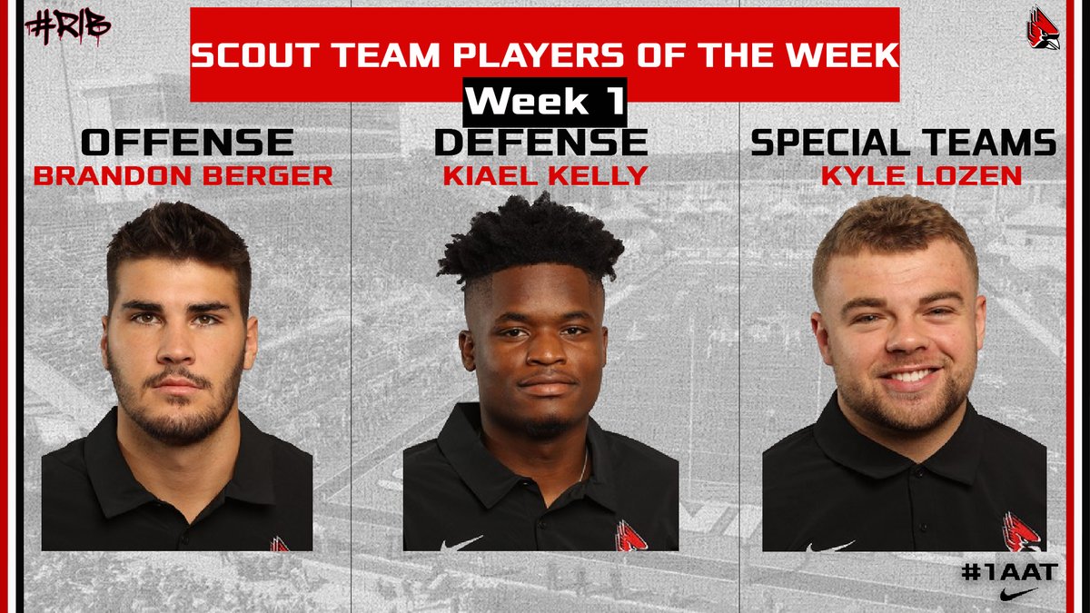 BallStateFB's tweet image. Congratulations to the Players of the Game vs Western Illinois! 

Offense: The Offensive Line
Defense: Tavion Woodard
Special Teams: The Specialist
Scout Team: Brandon Berger, Kiael Kelly, Kyle Lozen

#1AAT | #TrueCardinal