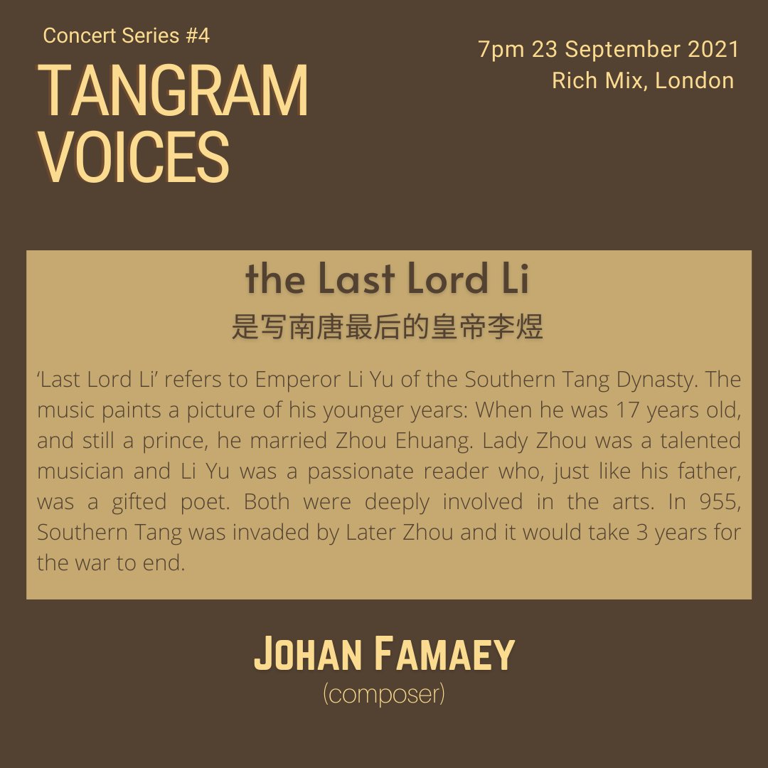 tangramsound's tweet photo. Introducing TV4: Sound of Silk’s first group in the line-up and a world premiere🤩
#RowanJones, @CellinAlexander and @Cheng_yu_music will perform ‘the Last Lord Li’ for pipa, clarinet and cello by @JohanFamaey
Limited tickets available to buy now: https://t.co/t2EyAICN3X https://t.co/poMNHuywO6