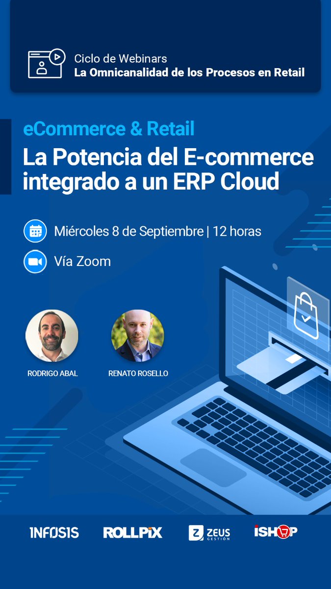 Webinar “La Potencia del E-commerce integrado a un ERP Cloud”
Miércoles 8 de Septiembre a las 12:00 horas 
Reserva tu lugar en 👉: docs.google.com/forms/d/e/1FAI…