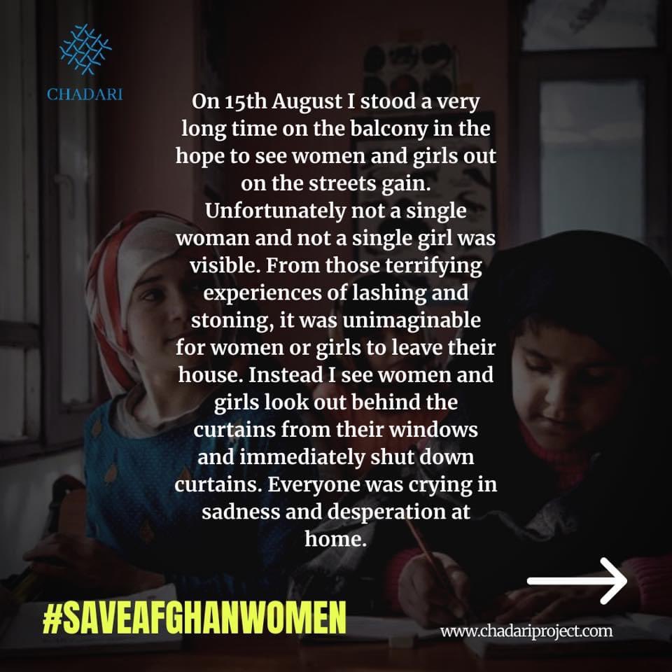 chadariproject's tweet photo. 1/2
One of the members of Chadari joined the #saveafghanwomen campaign by sharing a story on Afghan women in the trap of the Burqa once again.
๐ธ: Roya Heydari
#SaveAfghanWomen #SaveAfghanistan #Afghanwomenlivematter #Chadariproject https://t.co/iPoy5874Sy