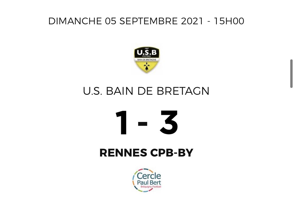 usbainfoot's tweet photo. [Résultat Coupe de France] 🏆

Défaite des locaux sur le score de 3-1 face à l’équipe de @cpbBREQfoot 

Le club souhaite une bonne saison au club de @cpbBREQfoot 👏

#allezusb 🟡⚫️💪 https://t.co/gcYXWrO3hI