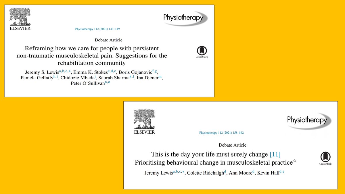 Professor Jeremy Lewis PhD FCSP (@jeremylewispt) on Twitter photo ๐ข๐ขJust published
Paper 1 pubmed.ncbi.nlm.nih.gov/34102533/
<a href="/ekstokes/">Dr. Emma Stokes</a> <a href="/DrSportSante/">๐ฟ๐ง ๐ฝ๐ค๐ง๐๐จ ๐๐ค๐๐๐ฃ๐ค๐ซ๐๐</a> Pamela Gellatly Chidoze Mbada <a href="/link_physio/">Saurab Sharma, PhD</a> <a href="/InaDiener/">Ina Diener</a> <a href="/PeteOSullivanPT/">Peter O'Sullivan</a>
Paper 2 pubmed.ncbi.nlm.nih.gov/34111808/
<a href="/Cr19Colette/">Colette Ridehalgh</a> <a href="/AnnMooreEmProf/">Ann Moore CBE</a> <a href="/KevinHallPhysio/">Kevin Hall Physio</a>
& with #2 listen to youtube.com/watch?v=HXaEAoโฆ ๐ข๐ขJust published
Paper 1 pubmed.ncbi.nlm.nih.gov/34102533/
<a href="/ekstokes/">Dr. Emma Stokes</a> <a href="/DrSportSante/">๐ฟ๐ง ๐ฝ๐ค๐ง๐๐จ ๐๐ค๐๐๐ฃ๐ค๐ซ๐๐</a> Pamela Gellatly Chidoze Mbada <a href="/link_physio/">Saurab Sharma, PhD</a> <a href="/InaDiener/">Ina Diener</a> <a href="/PeteOSullivanPT/">Peter O'Sullivan</a>
Paper 2 pubmed.ncbi.nlm.nih.gov/34111808/
<a href="/Cr19Colette/">Colette Ridehalgh</a> <a href="/AnnMooreEmProf/">Ann Moore CBE</a> <a href="/KevinHallPhysio/">Kevin Hall Physio</a>
& with #2 listen to youtube.com/watch?v=HXaEAoโฆ