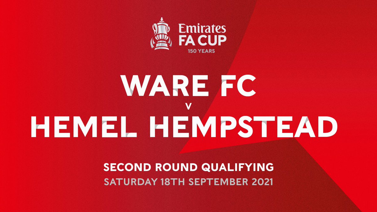 hemelfc's tweet photo. It’s @EmiratesFACup time!

The Tudors will visit @Ware_FC in the second qualifying round on the 18th of September

#TudorsTogether https://t.co/5gBA1gd7ql