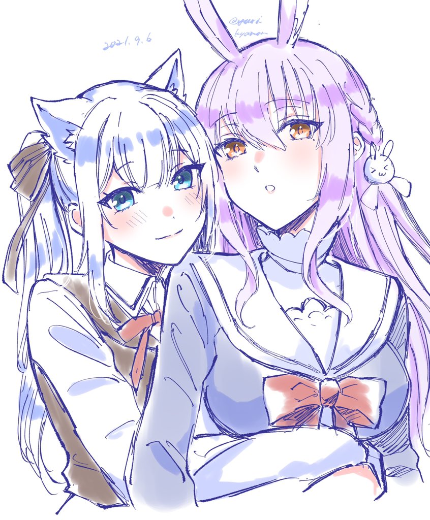 「ゆずしろ制服コラボ楽しみにしてた
#みしろんあーと #ゆずるあーと 」|ユリキャノンのイラスト