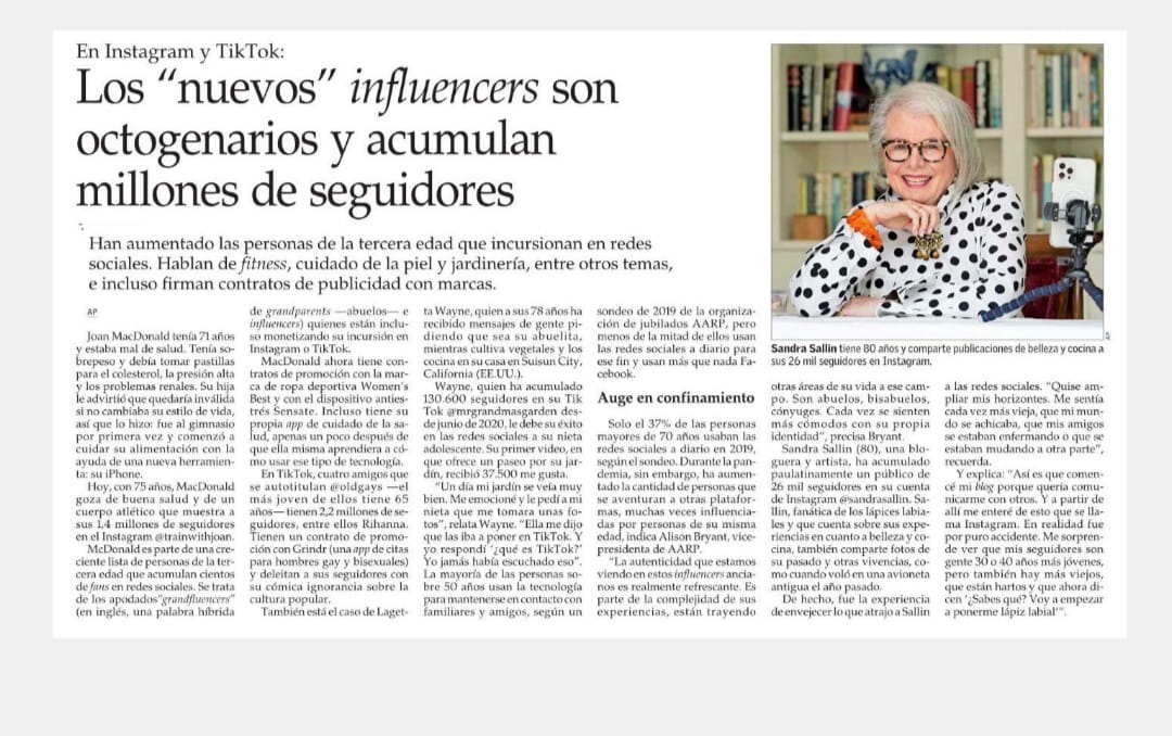 octaviovergara's tweet image. 🔸Las personas mayores son ejemplo de envejecimiento activo y se han adaptado al uso de las plataformas tecnológicas y las redes sociales. Comparto esta nota de @ElMercurio_cl sobre los influencers mayores que incursionan en Instagram y TikTok👉 bit.ly/3l1gbwn