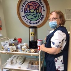 Voluntary Services returns to the Sunrise Centre for the first time since the start of the pandemic. Here's Ann our lovely volunteer serving refreshments. #volunteering #RCHT