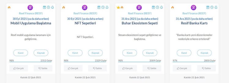 #Reef aralık sonundaki Aralık sonundaki Steam veDebit Card haberiyle #BitTorrent  denilen pump dump tokeninden çok daha değerli bir proje.Steam dünyanın en büyük oyun dağıtım platformu. #btt  usdtbazlı 5x yaptı ama $reef hareketine daha yeni başlıyor.
#holo #dent #win #btc  #eth